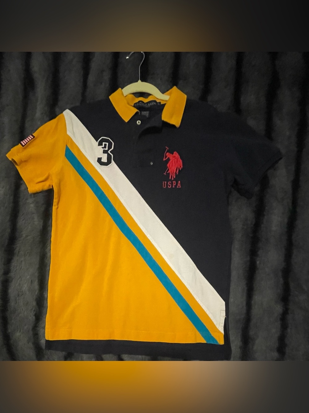 U.S. Polo Assn. Short-Sleeve Polo - Yellow, Navy & Teal Stripe